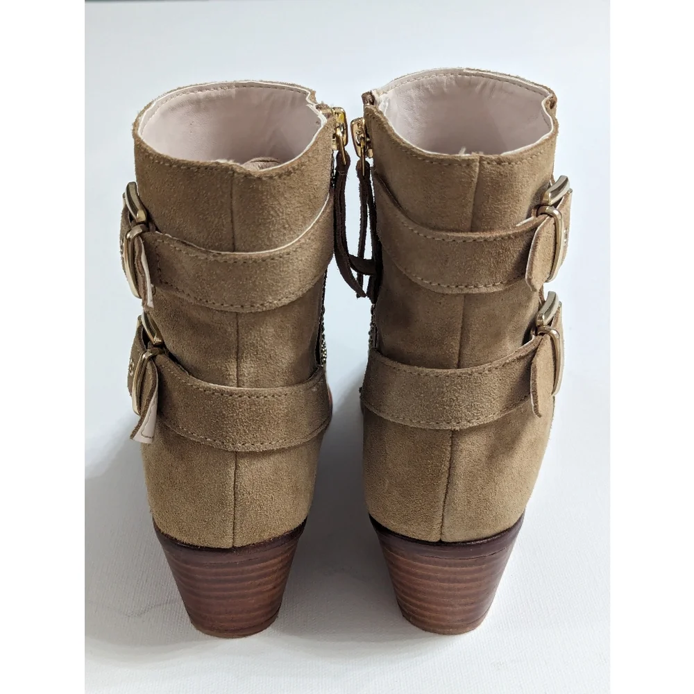 ZARA Suede Studded Ankle Boots With Buckles Women's Size 5 - Picture 5 of 16